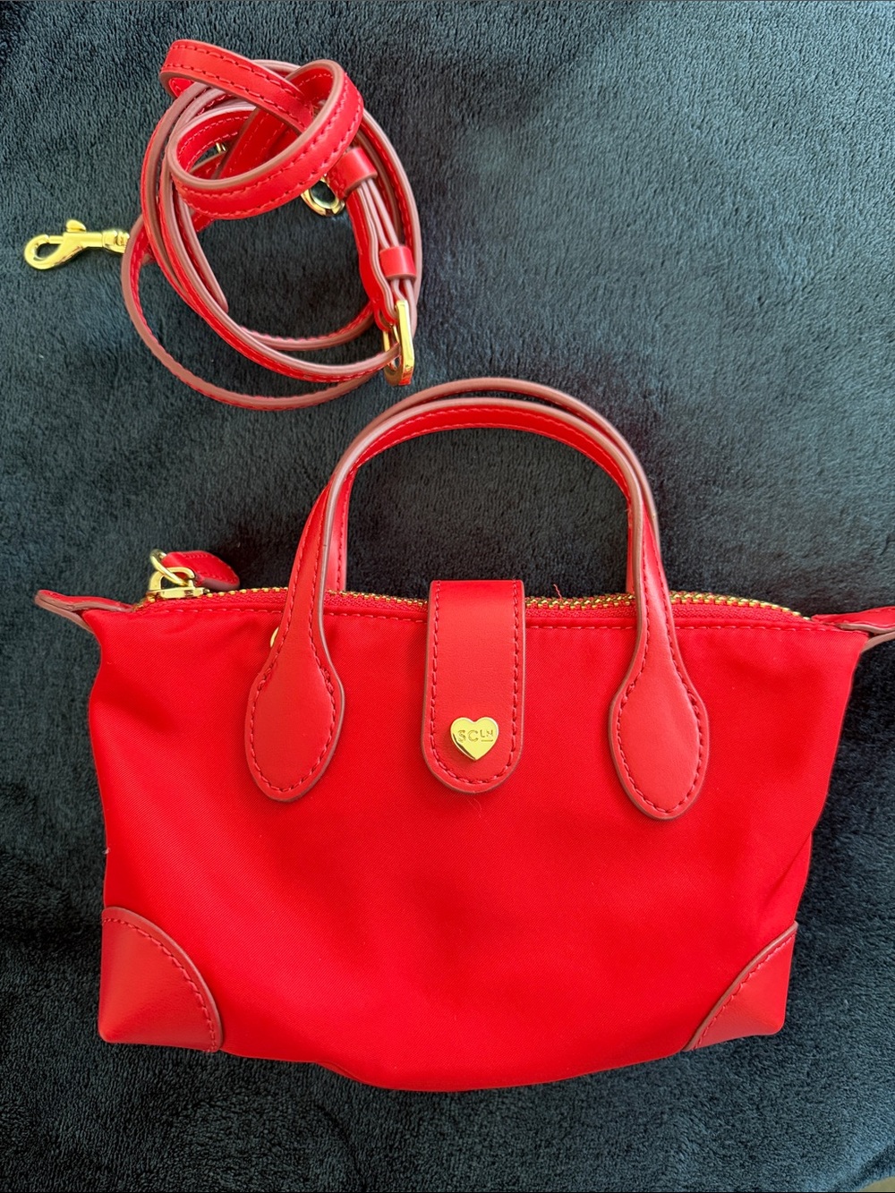 Stoney Clover Lane Pouchette Red Mini Top-Handle Crossbody Bag